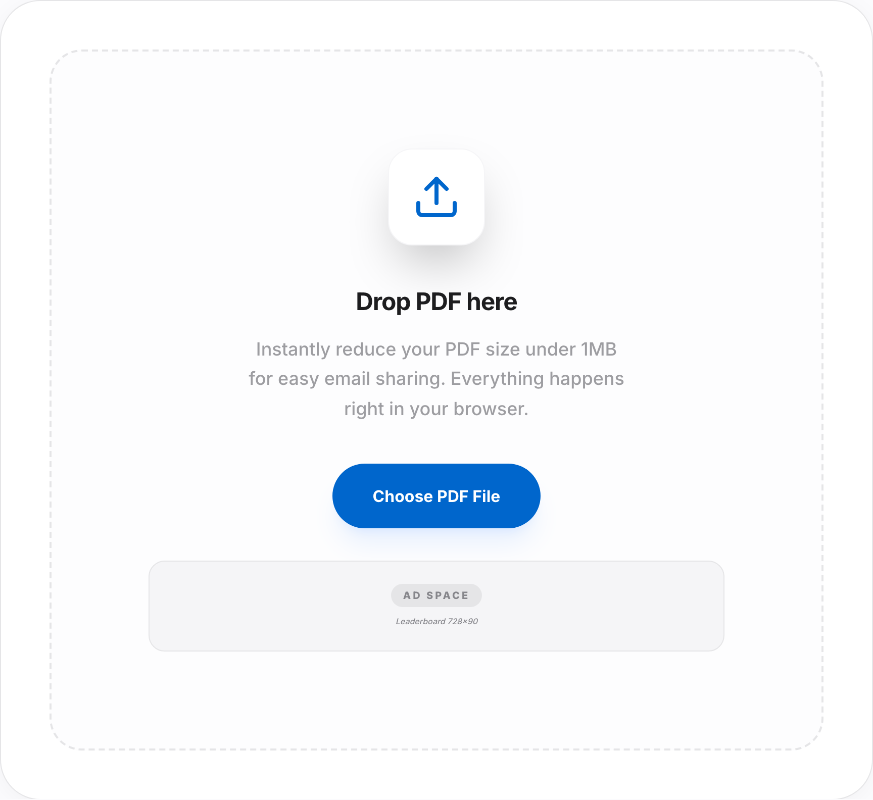 GetFixMyFile Compress PDF tool with drag-and-drop upload and compression level options