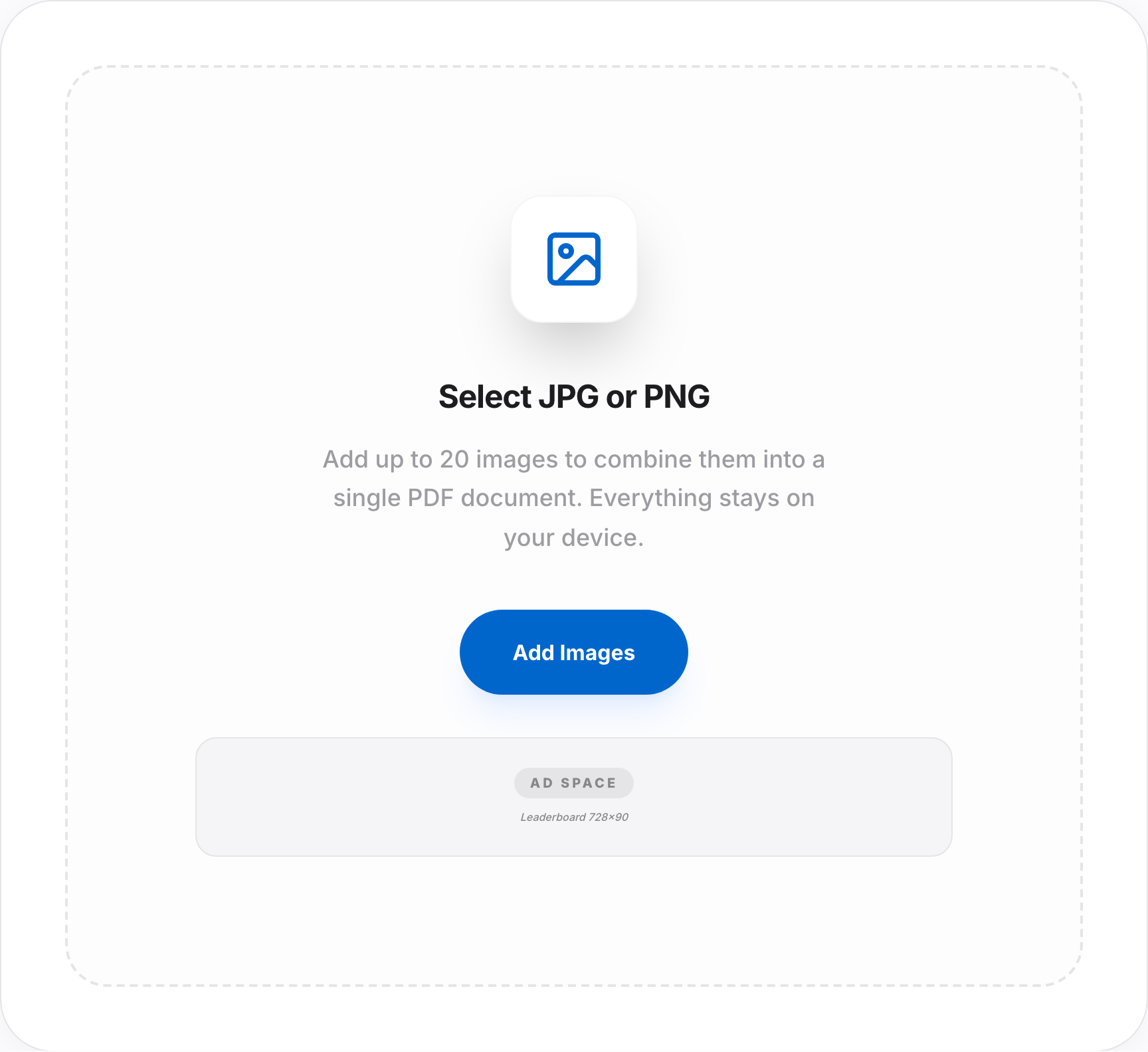GetFixMyFile JPG to PDF converter with image upload area